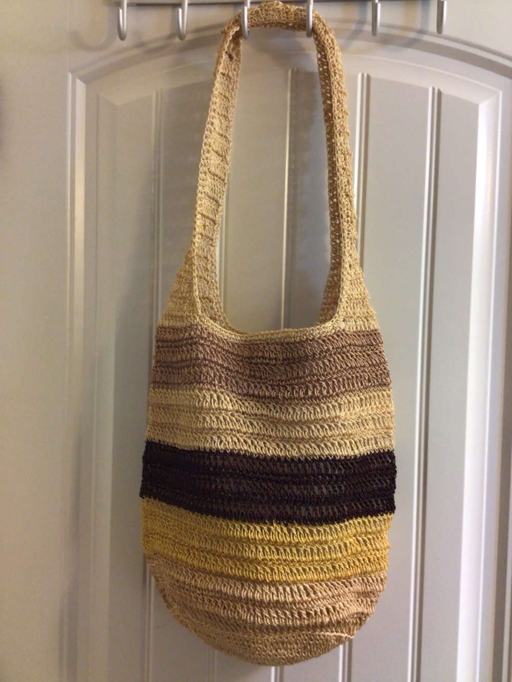 Vintage Timmy Woods Beverly Hills Multi-colored Crochet Raffia Shoulder Bag